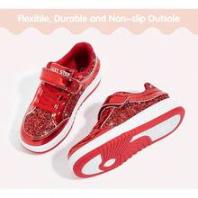 's Glitter Fashion Sneakers Girls Sparkly Tennis School Slip On Shoes Walking Casual Party Dress Shoes For Toddler Children