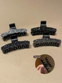 4件套女士优雅水钻一体式发夹，时尚发爪夹，适合盘发造型，日常公主风发饰及礼品，水钻爪夹，秋季发饰，女士冬季度假装扮，夏季装扮，节日派对。 - 彩色 - 查看 6