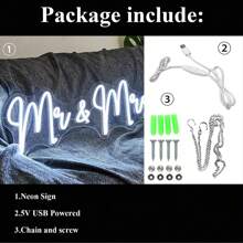 定制婚礼霓虹灯房间装饰，LED霓虹灯婚礼装饰电池组供电霓虹灯个性化姓氏灯牌婚礼背景，调光霓虹灯姓名灯牌个性化礼物，霓虹灯婚礼灯牌定制墙面装饰。（单根或两根灯线）