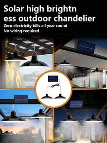 1pc Solar Powered Lamp, Outdoor & Indoor, Remote Control Solar Hanging Lamp, Separate Single/Dual Head Outdoor Path Light, Yard Lighting LED Night Light, Indoor Lighting Lamp, White Light With Remote Control Multifunctional Solar Hanging Lamp - Chandelier-high Gloss - View 7