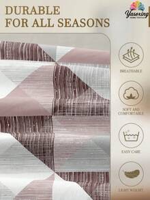 2/3 件套粉色几何图案床笠套件（无填充物），时尚空间感床笠套件（适用于卧室），拉绒超细纤维透气舒适 1 件床笠 + 1/2 件枕套（无填充物），复古学校床上用品宿舍床上用品套件，现代前卫风格