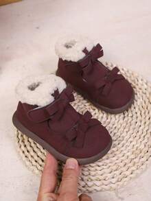 幼儿圆头休闲低帮时尚魔术贴踝靴 - 酒紅色 - 查看 4
