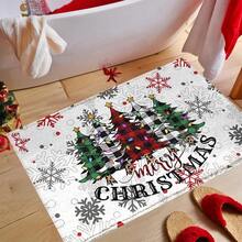 1pc Christmas Tree Pattern Washable Non-Slip Doormat, Suitable For Floor, Bathroom, Living Room, Entryway