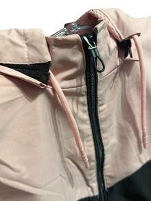 Women's Windbreaker Jacket Waterproof Lined Casual Fabric Zipper Evening Airport Clothes Travel Autumn Winter - 黑色和粉紅色 - 查看 4