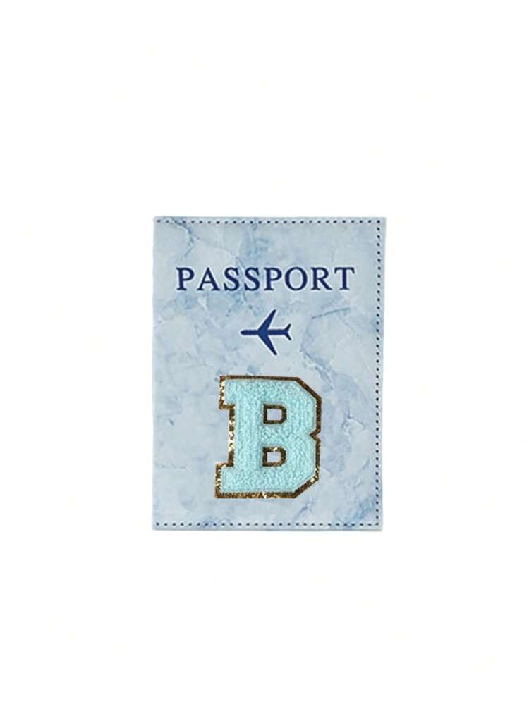 1pc Blue Passport Cover With Embroidered Blue Alphabet (A-Z) Pattern, Unisex, RFID Vintage Business Passport Holder, Portable Multi-Function ID/Bank Card/PU Leather Wallet, Travel Planner, PU Leather Passport Sleeve, Suitable For Teens, Back To School, Travel Accessories, Passport Pouch - Multicolor - View 14