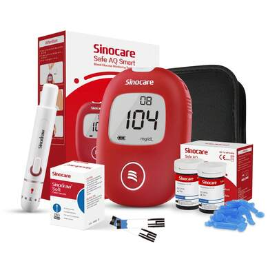  Sinocare AQ Smart Blood Glucose Monitor Diabetes Testing Kit With 100 Strips In Mg/DL