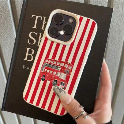 1 pezzo Custodia per telefono in TPU con motivo retrò di autobus britannico, compatibile con //altri telefoni