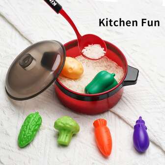 Mini Kitchen Playset, Cooking Role Play Toys, Suitable For 3-8 Years Old Boys And Girls, Includes Realistic Food And Kitchenware Accessories, Helps Children Learn And Develop Imagination.