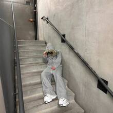 Fluffy Hat Sweater Long Sleeve Pullover Hoodie Retro Jacket Street  Y2k - 灰色 - 查看 3