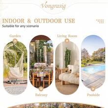 Vongrasig Wicker Rocking Chair PE Rattan With Cushion, Oversized Patio Lounge Rocker Chair Outdoor, Indoor, Livingroom, Backyard, Garden (Beige) - Beige - View 4