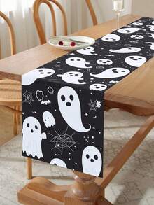 1 pezzo Runner da tavolo per Ognissanti lungo 180cm e largo 35cm, con motivo di zucche e fantasmi, decorazione per tavolo da pranzo di Ognissanti, decorazione per casa, dolcetto o scherzetto per Ognissanti, decorazione di Ognissanti felice, centrotavola
