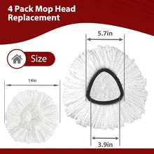 3 Pack Mop Heads Replacement For O-Ceda Easy Wrin Spin Mop, Microfiber Spin Mop Refills, Easy Cleaning Mop Head Replacement (1-Tank Mop White) - trắng - Xem 3