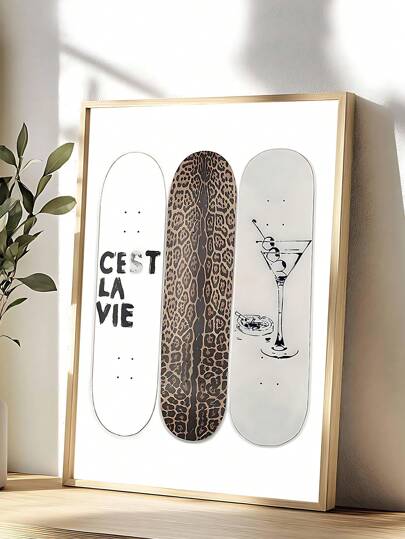 1 sztuka płótno z deskorolką w panterkę, dekoracja ścienna do wózka barowego z nadrukiem Martini, czarno-biały plakat z asem, dekoracja ścienna do wózka barowego z oliwkowym Martini w stylu vintage, obraz pokerowy z nadrukiem koktajlu alkoholowego, wystrój sypialni, wystrój salonu