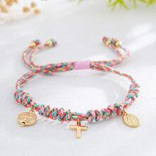 1 chiếc vòng tay mặt dây chuyền hình thánh giá phong cách Bohemian, vòng tay hình tròn Chúa Giê-su, vòng tay mặt dây chuyền hình bầu dục, vòng tay dây bện nhiều màu sắc, vòng tay đôi, vòng tay bạn bè, quà sinh nhật, quà gia đình, quà may mắn, quà tặng cho phụ nữ theo đạo Cơ đốc, quà tặng tuyệt vời nhất. - Nhiều màu-A - Xem 14