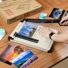 1pc A4 Guillotine Cutter Paper, Paper Slicer With Safety Guard And Blade Lock, Lightweight, Portable, 12 Sheet Easy-To-Use, Cutting PVC, Iron Sheet, Leather, Photos, Nonwovens, For Home & Office - 白色 - 查看 3