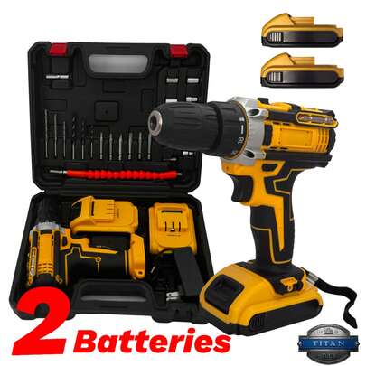 Industrial-Grade 21V Brushless Drill Set With 2*1200mAh Batteries & Fast Charger | 18+1 Speed Torque Adjustment | 10mm Keyless Chuck | 24/36pcs Chrome Vanadium Steel Bit Set | Heavy-Duty Metal Drilling Kit For Workshop Tools