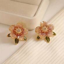 1 Piece Elegant French Retro Flower Earrings Exquisite Craft Light Luxury Niche Jewelry For Women Daily Party Wear Mother's Day 2026 Best Mom Gift For Mom Mum Gift Gift For Grandma Sentimental Heartfelt Unique Surprise Gift - 淺紫色耳環 - 查看 7