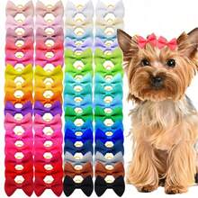 50/30/20pcs New Pet Bow Hairclips, Solid Color Assorted Cute Cat/Dog Hair Clips, Random Color