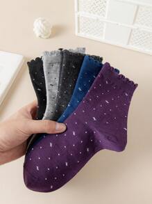 5 perechi de șosete pentru femei - șosete din dantelă cu buline și stele până la jumătatea gambei, șosete retro cu graffiti și strasuri, șosete la modă în stil Hyun-A pentru mame, șosete pentru bunici, calde, moi, respirabile, absorbante de umezeală, croială lejeră, potrivite pentru zi cu zi, casual, sport, cadouri, versatile pentru toate anotimpurile