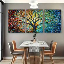 3er Set abstrakte botanische Art Deco Leinwanddrucke - Tinte auf Leinwand, Kiefernholzrahmen, Hochformat - Innen-/Außenwanddekoration für Wohnzimmer, Schlafzimmer, Büro, Küche, saisonales Frühlings-/Winterlandschaftsthema - Verschiedenfarbig - Übersicht 13