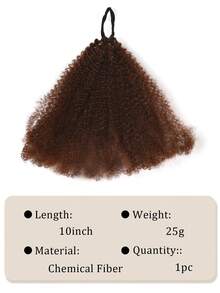 Summer 1-Pack African Shaggy Bun African Curly Natural Hairstyle For Synthetic Short Hair Extensions Ponytail (Natural Black, Afro 8-10 Inch) - Multicolor - View 17