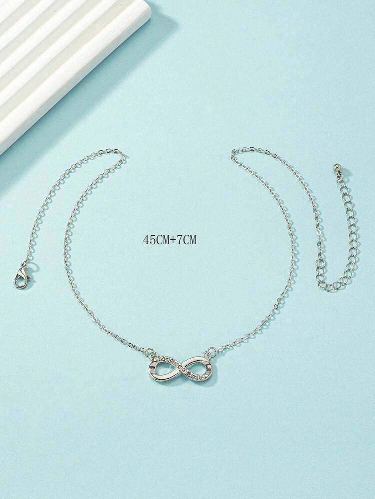 JewelryWe Collana Girocollo Donna Infinito Con Strass In Zircone - Acciaio Inossidabile - Con Sacchetto Di Velluto
