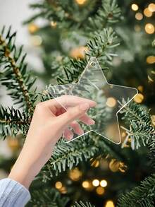 50pcs Clear Acrylic Christmas Ornaments, Blank Acrylic Decoration For Carving DIY Projects And Art Crafts, Holiday Decoration Hanging Ornaments - Multicolor - View 5