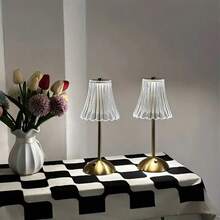 Crystal Wireless Desk Lamp - 1/2 Rechargeable Gold Vintage LED Desk Lamp With USB Port, 3-Color LED Small Portable Touch Lamp For Bedroom Living Room Home Office - 小花瓣 - 查看 4