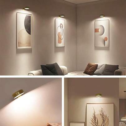 3 件装 LED 电池供电磁性绘画灯，无线家居墙壁装饰，带遥控器