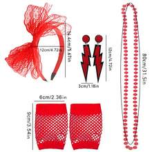 1/3 件 80 年代女式霓虹蕾丝蝴蝶结头带，适合 80 年代复古狂欢节派对角色扮演发饰情人节舞会万圣节 - 多色 - 查看 10