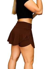 FITNESS GYM SHORTS SKIRT - 鏽棕色 - 查看 2