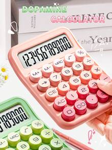 1 件多巴胺彩色计算器，12 位宽屏显示，办公计算器，学生便携式电子计算机，ABS 材质耐冲击，圆形按钮，两种尺寸可供选择，适用于办公室和学生返校计算文具，（不含电池） - 單件 - 查看 6