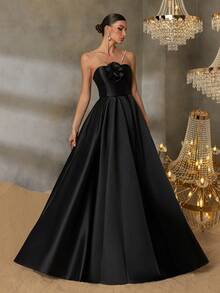 Faeriesty Style Elegant Luxury Stereo Flower Halter Neck Split Thigh Satin Prom Dress – Backless Tie-Belt Design For Weddings, Galas, And Cannes Parties Proms, Red-Carpet Events, And High-End Banquets​,Award Ceremonies