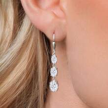 Gem Stone King 3-Stone Leverback Drop Dangle Earrings Women |   925 Sterling Silver |   Gemstone Birthstone |   Oval 8X6MM 7X5MM And 6X4MM |   Fine Jewelry Gifts Her Mom Women Wife - 白莫桑石,四月 - 查看 3