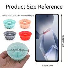 12个南瓜形可重复使用硅胶烘焙模具，不粘纸杯蛋糕衬垫，可水洗耐热，适用于烤箱、微波炉和洗碗机 - 隨機顏色 - 查看 14