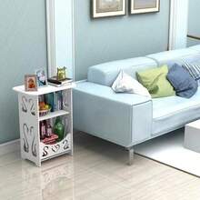 Mesa auxiliar multifuncional con estantes, ideal para sala o recámara, mueble compacto de almacenamiento, diseño moderno y elegante, fácil armado, organización eficiente para libros, accesorios y decoración. - Blanco - Ver 4