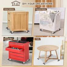 4 件 1 英寸小脚轮带刹车，低调软橡胶万向脚轮，滚动平稳，迷你家具脚轮适用于婴儿床、梳妆台、玩具箱、工具柜、床头柜、梳妆台，承重 90 磅 - 棕色 - 查看 10