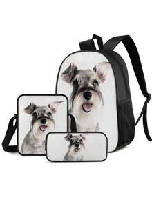 1 Set Mochila duradera de poliéster con elemento animal, incluye estuche para lápices para útiles de oficina, herramientas, conveniente para viajes al aire libre, picnic, mochila multifuncional tipo bandolera, regalo para volver a la escuela