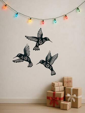 1 st metallkolibriväggkonst - elegant järnfågeldekor, minimalistisk naturskulptur för vardagsrum, sovrum, kontor och café, lämplig för jul, halloween, thanksgiving, alla hjärtans dag-presenter, lämplig för modern heminredning, heminredning, rumsinredning, sovrumsinredning, badrumsinredning, vattentät, rostfri och hållbar,