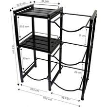 Soporte de estantería con estantes para 4 botellas de agua, organizador de acero duradero con 3 niveles con estantes de almacenamiento para vasos de cocina y oficina (negro) - Negro - Ver 5