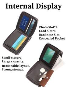 HOVI'S 时尚男士商务真皮钱包，提升您的形象，时尚短款钱包 - 咖啡棕 - 查看 5