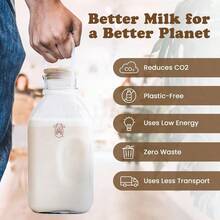 ~ Glass Pitcher With Lid And Spout Glass Bottle Milk Container For Refrigerator Clear Milk Jar Bottles FoodGrade Liquid Container 60 Fl Oz Capacity 5 X 4 X 10 Inches - Silver - View 2