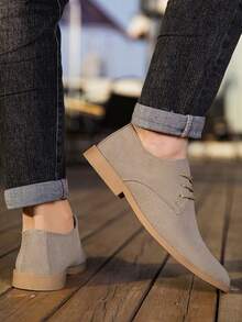 Zapatos casuales para hombres, botas de punta afilada, estilo británico, de cuero ante, Oxford, versátiles para vestir, zapatos de boda