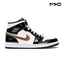 Air Jordan 1 Mid Patent SE 'Black Gold' White Metallic-Gold Sneakers Men 852542-007 - Nhiều màu - Xem 1