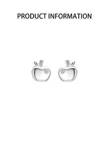 FOREVER QUEEN 1 par de brincos de maçã em prata esterlina S925 para mulheres, com um design leve, luxuoso e minimalista. Adequado para mulheres, ideal para uso diário e um presente perfeito para namoradas, mães e irmãs.