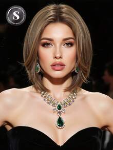 10英寸短款波波头合成假发，咖啡棕色波波头假发：天然耐热，适合日常佩戴，可用于派对、音乐节、母亲节礼物等场合。完美展现派对时尚，也是理想的万圣节礼物。 - 咖啡棕 - 查看 1