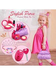Girl Pretend Makeup For Kids,Fake Make Up Toys For Little Girls With Princess Purse, Toddler Makeup Kit,Girls Birthday Gifts(Accessories Color Random) - Multicolor - View 5