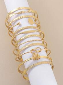 1 套复古简约链式手链，时尚多层开口手镯腕饰