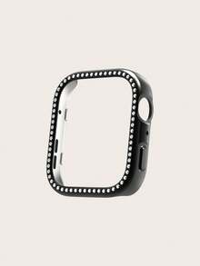 1pc Plain Color Women Fashionable Single Row Rhinestones & Electric-Plating PC Smart Watch Protective Case Compatible With Huawei Watch Fit 4 - Watch Fit 4 - View 3