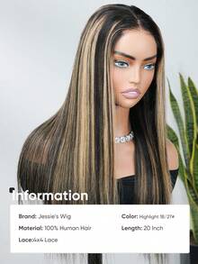 jessie's wig 杰西假发 预剪裁 4x4 蕾丝直发 无胶假发 真人发 即戴即走 无胶假发 180% 密度 100% 真人发 16-26 英寸 挑染蜂蜜金假发 - SNATURAL/27 - 查看 3